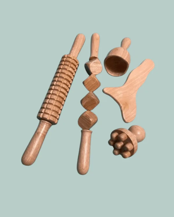 kit professionnel colombien de madérothérapie corps en bois de frêne 5 éléments
